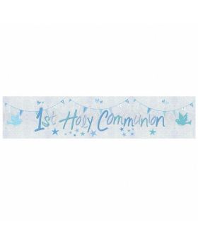 First Communion Holographic Blue Foil Banner 2.7m