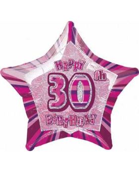 Pink Glitz Star 30 Foil Party Balloon