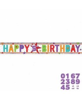 Happy Birthday Add an Age Holographic Foil Banner