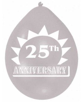 25th Anniversary Silver Balloons pk10