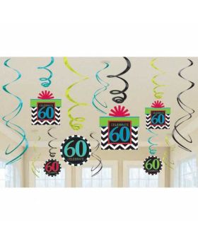 60th Celebrate Swirls Decorations Pack pk12