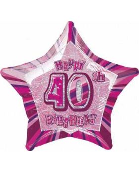 Pink Glitz Star 40 Foil Party Balloon