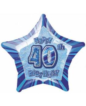 Blue Glitz Star 40 Foil Party Balloon