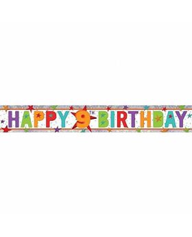 Happy 9th Birthday Holographic Foil Banner