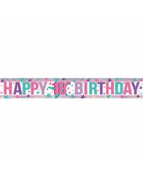 Happy 18th Birthday Holographic Foil Banner