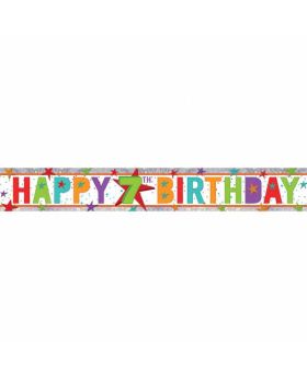 Happy 7th Birthday Holographic Foil Banner
