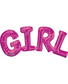 "Girl" Phrase Pink Supershape Foil Balloon