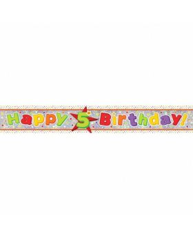 Happy 5th Birthday Holographic Foil Banner 2.7m