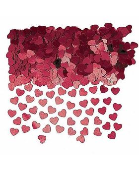 Burgundy Sparkle Hearts Metallic Confetti