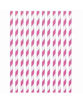 Bright Pink Paper Straws, pk24