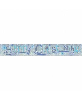 Blue Christening Holographic Foil Banner