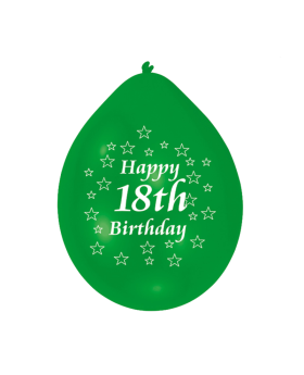 18th Birthday Latex Balloons 9", pk10