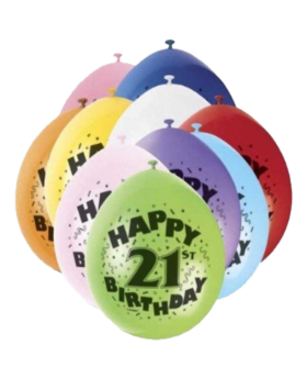 Happy 21st Birthday Latex Balloons 9"
