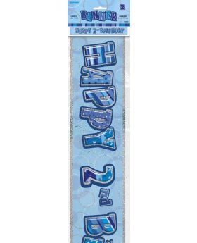 Blue Glitz Age 2 Prismatic Foil Banner 3.6m