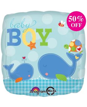 Ahoy Baby Boy Blue Baby Shower Foil Balloon 18"