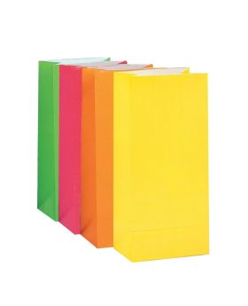10 Assorted Neon Paper Party Bags