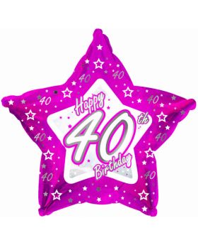 Pink Stars Foil Balloon Age 40