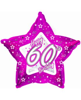 Pink Stars Foil Balloon Age 60