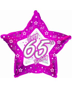 Pink Stars Foil Balloon Age 65