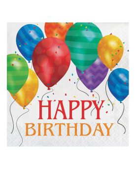 16 Balloon Blast Happy Birthday Napkins