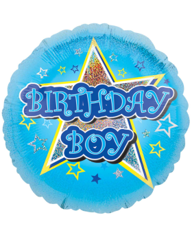 Blue Stars Birthday Boy Foil Balloon 18"