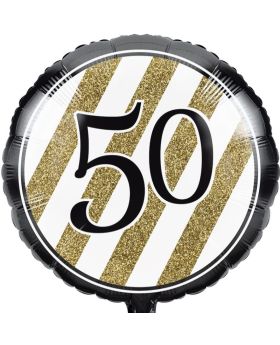 Black & Gold Age 50 Foil Balloon 18"