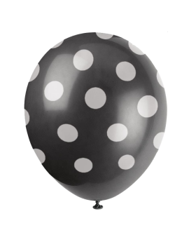 Black Polka Dot Latex Balloons 12"