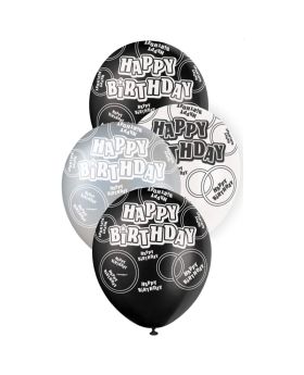 Black Age Happy Birthday Latex Balloons