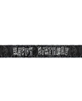 Black Glitz Happy Birthday Prismatic Foil Banner