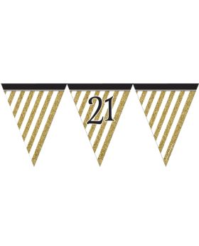 Black & Gold Age 21 Flag Bunting