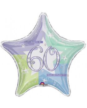 60th Birthday Blue Shimmer Foil Balloon 19"