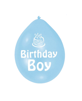 Blue Birthday Boy Latex Balloons 9"