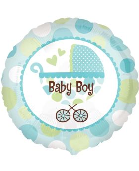 Blue Baby Boy Buggy Foil Balloon 18"