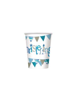 Christening Blue Bunting Party Cups 270ml, pk8
