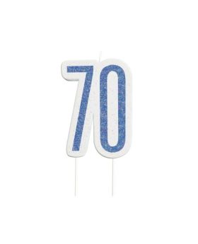 Glitz Blue Age 70 Candle