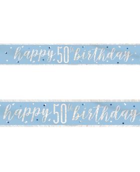 Glitz Blue 50th Birthday Foil Banner