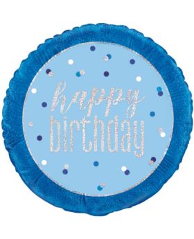 Glitz Blue Happy Birthday Foil Balloon 18"