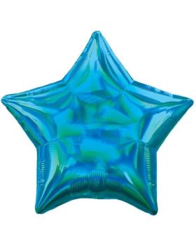Blue Holographic Star Foil Balloon