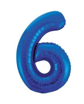 Blue Glitz Number Foil Balloon - 6