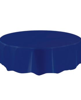 Navy Blue Round Plastic Tablecover