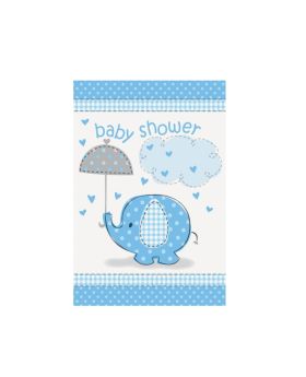 8 Umbrellaphants Blue Baby Shower Invitations