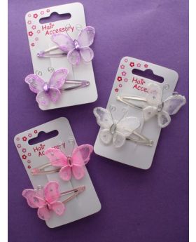 Card of 2 Hair Sleepies with Mesh Butterfly Motif. 