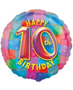 Happy 10th Birthday Circle Foil Balloon 17"