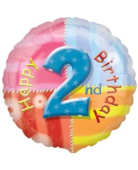  Happy 2nd Birthday Circle Foil Balloon 17"