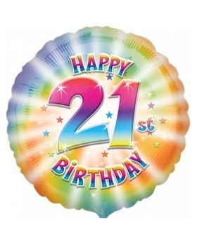 Happy 21st Birthday Circle Foil Balloon 17"