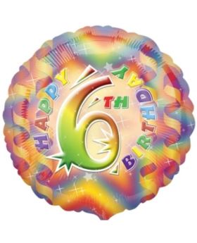 Happy 6th Birthday Circle Foil Balloon 17"