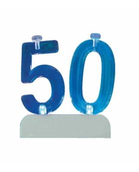 Colour Changing Flashing Candle Holder, Number 50, with 4 Candles