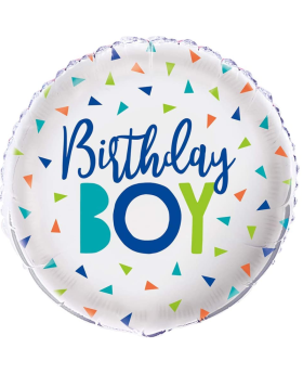Confetti Birthday Boy Foil Balloon 18"