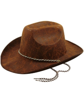 Cowboy Leather Look Brown Hat