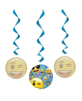 Emoji Hanging Swirl Decorations 66cm, pk3